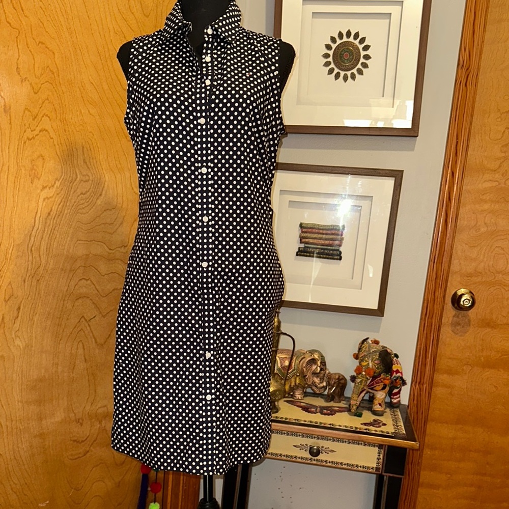 Polka Dot Sleeveless Dress - Black and White